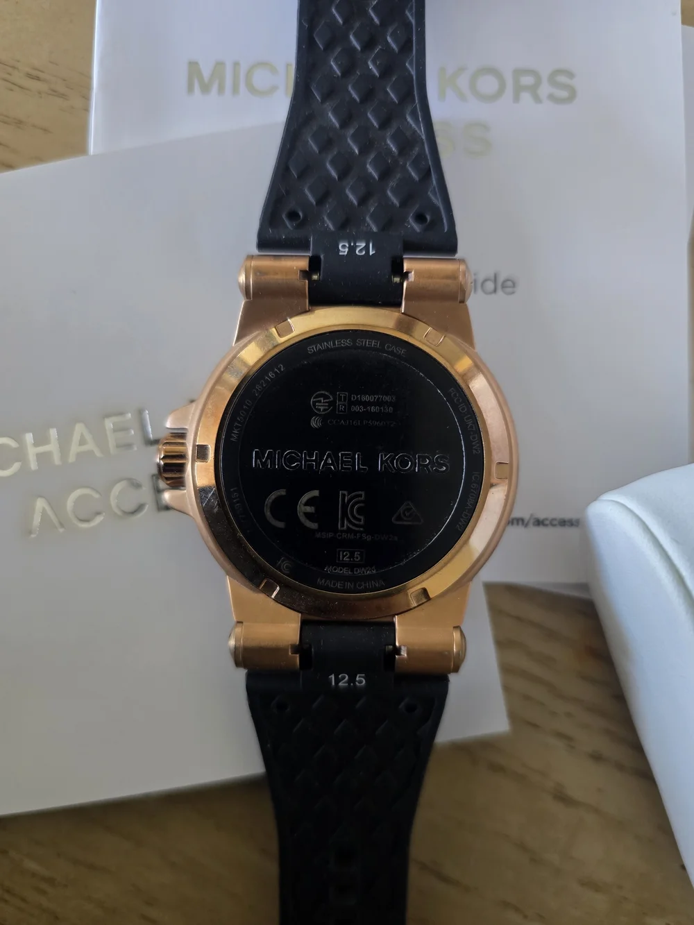 Michael Kors Rose Gold Smartwatch with Black Strap
